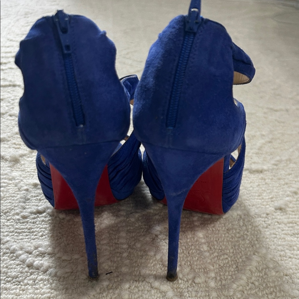 Christian Louboutin kashou blue pervanche suede Heels 37 120 - Picture 4 of 7